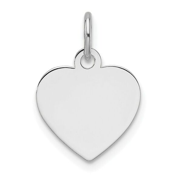 Kazi Luxury 14k White Gold Plain .027 Gauge Engravable Heart Charm